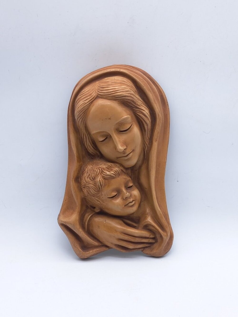 Wooden Plaque Of Holy Mary & Child by Goldscheider